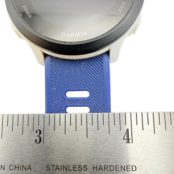 Garmin Forerunner 55 GPS Fitness Watch Mens Womens Black White Case Navy Band